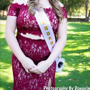 Red Two Piece Prom Dress